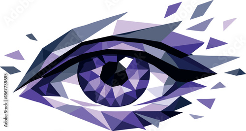 Abstract Human Eye. Low-poly vector illustration of an abstract human eye as a symbol of vision and foresight, polygonal geometric