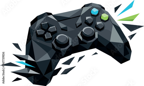 Polygonal Gaming Controller. Low-poly vector illustration of a game controller symbolizing gaming, interaction, and digital