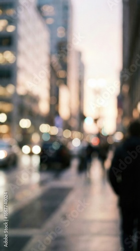 Wallpaper Mural Abstract urban background. Defocused busy metropolitan avenue with car lights and pedestrians in evening. Bokeh texture for copy space. Torontodigital.ca