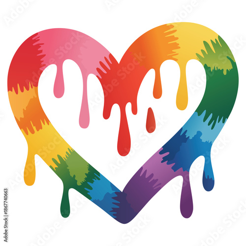 Colorful dripping heart a vibrant symbol of love and diversity