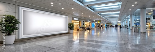 Blank Horizontal Billboard Mockup in Modern Mall Airport Terminal