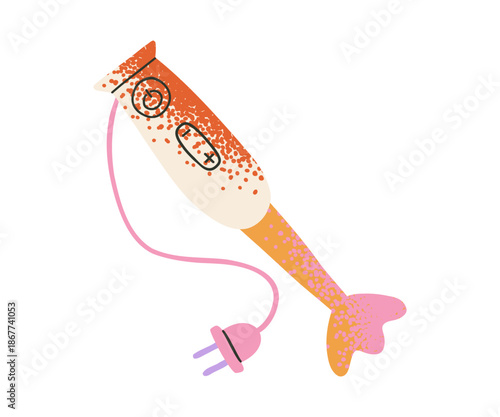 Kitchen blender textured isolated illustration. Kitchen utensils for grinding products, cooking.