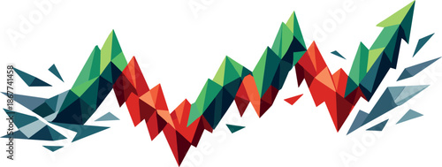Abstract Market Chart. Low-poly vector illustration focused on an abstract price chart representing market behavior, angular