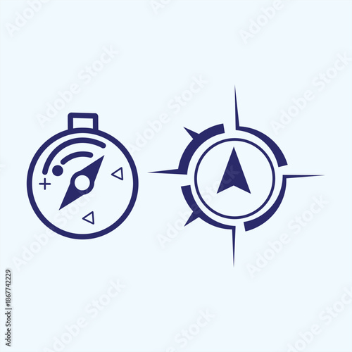 Set of navigation compass icon. Navigation symbol in outline. Compass symbol Vector Illustration.