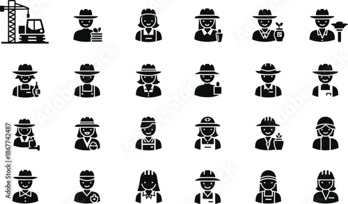 Icon set of occupations Vector