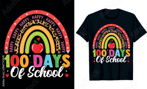 happy 100 days of school Rainbow Leopard 100th Day School T-Shirt