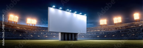 Wallpaper Mural Blank Billboard in Large Football Stadium at Night Under Bright Lights Torontodigital.ca