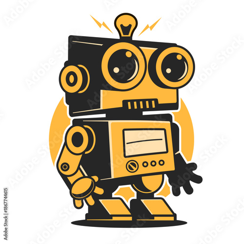 Robot logo template. Robotic logo design. Tech bot logo. Vector illustration