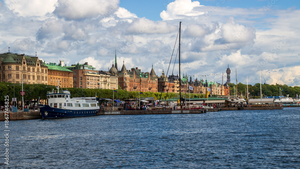 Fototapeta premium Stockholm, Sweden - 04.08.2018 - Stockholm during a beautiful sunny summer day