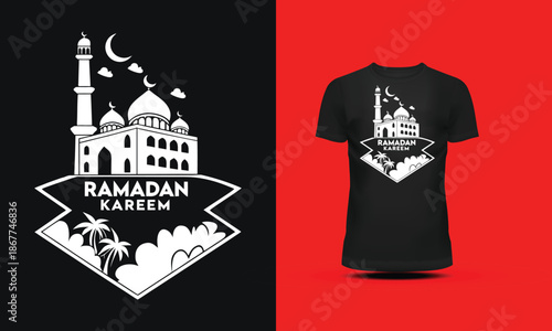 Ramadan T-Shart black and white vector illustration of a big ben