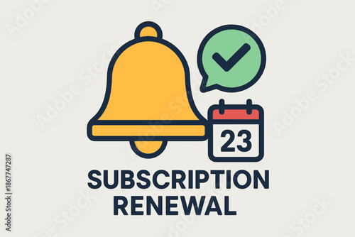 Subscription renewal reminder with calendar and notification bell icon