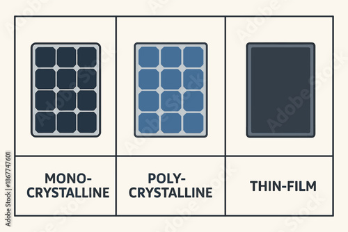 Comparison of monocrystalline, polycrystalline, and thin-film solar panels