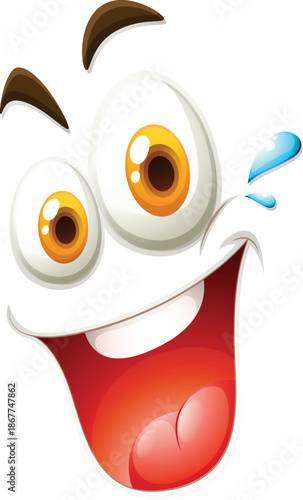 Cartoon Face with Tears of Joy and Big Smile