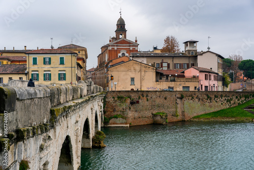 Tiberius ancient roman bridge and Church of Santa Maria in Corte