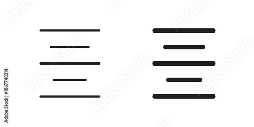 Align center icons in line art and flat black clipart design style