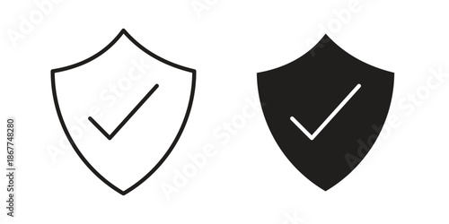 Authentication icons in line art and flat black clipart design style