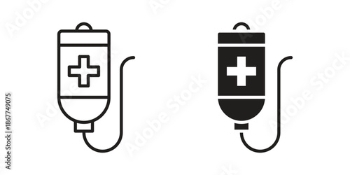 Chemotherapy icons in line art and flat black clipart design style