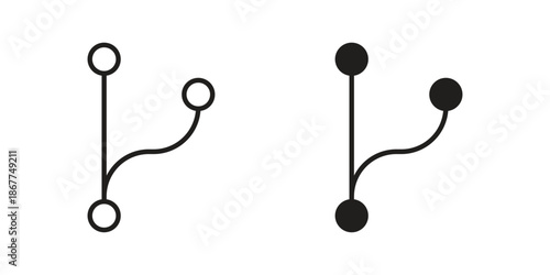 Code branch icons in line art and flat black clipart design style