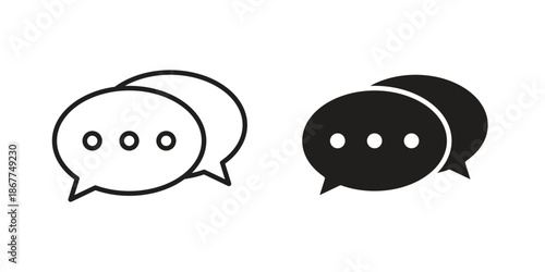 Communication icons in line art and flat black clipart design style