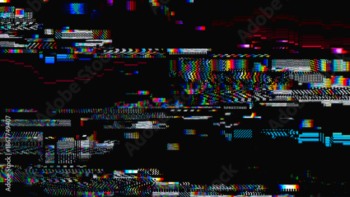 VHS Glitch Screen Effect. Abstract Technology Background