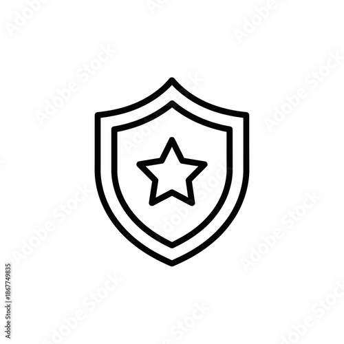 Shield Icon with Star Emblem Representing Security and Protection Illustration