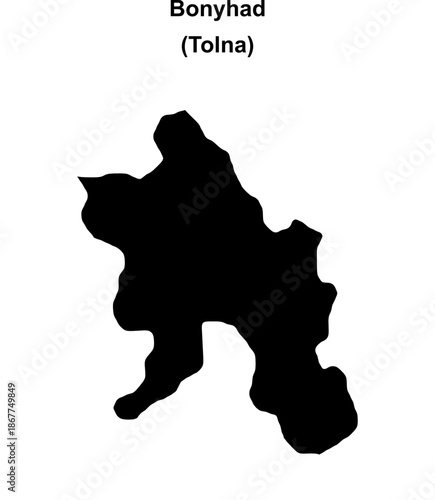 Bonyhad district blank outline map