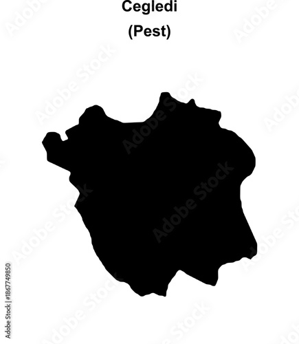 Cegledi district blank outline map