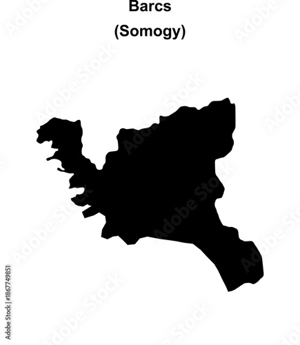 Barcs district blank outline map