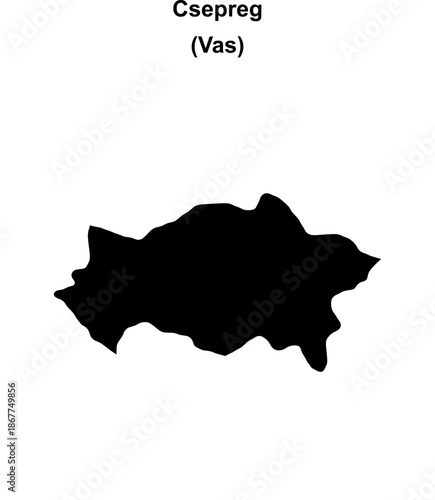 Csepreg district blank outline map