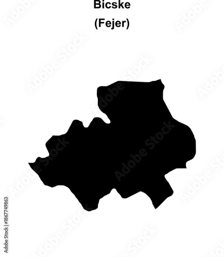 Bicske district blank outline map