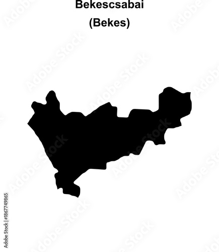 Bekescsabai district blank outline map