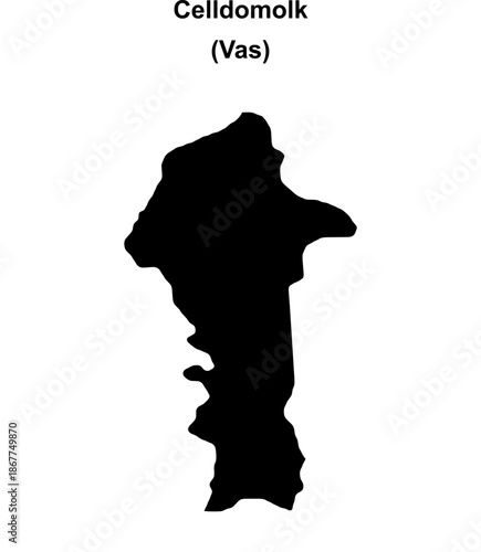 Celldomolk district blank outline map