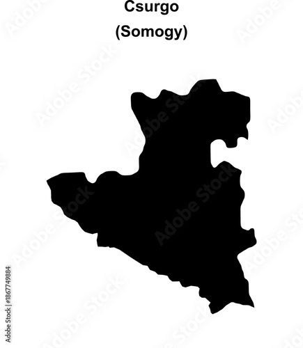 Csurgo district blank outline map
