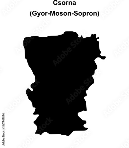 Csorna district blank outline map