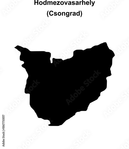 Hodmezovasarhely district blank outline map