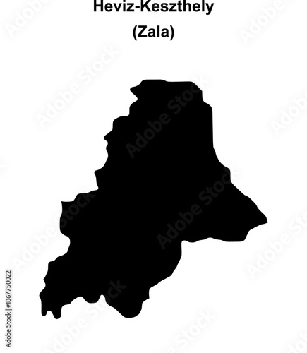 Heviz-Keszthely district blank outline map