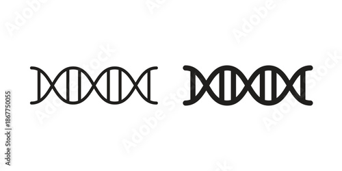 DNA icons in line art and flat black clipart design style