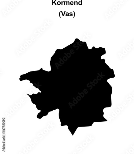Kormend district blank outline map