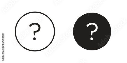 Doubts button icons in line art and flat black clipart design style