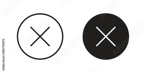 Error icons in line art and flat black clipart design style