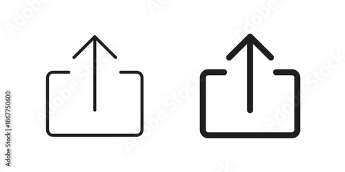 Export icons in line art and flat black clipart design style