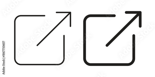 External link icons in line art and flat black clipart design style
