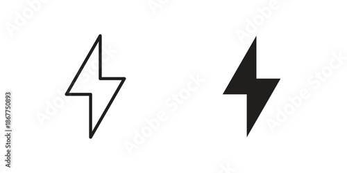 Flash icons in line art and flat black clipart design style