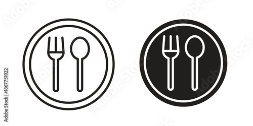 Food icons in line art and flat black clipart design style