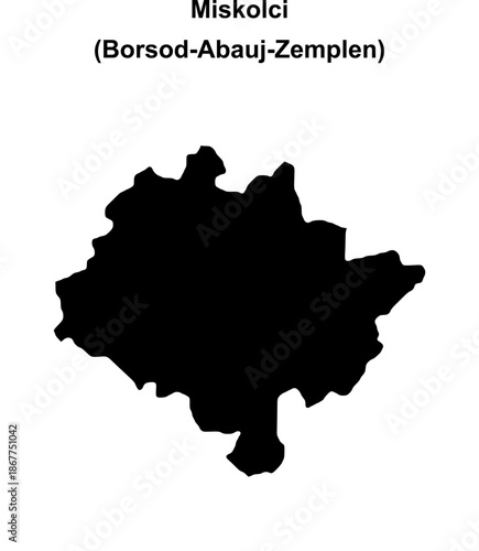 Miskolci district blank outline map