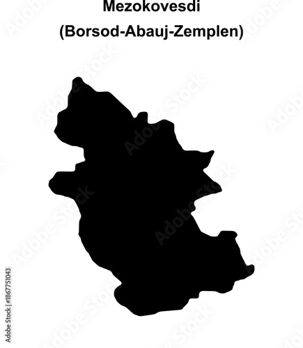 Mezokovesdi district blank outline map