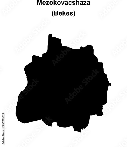 Mezokovacshaza district blank outline map