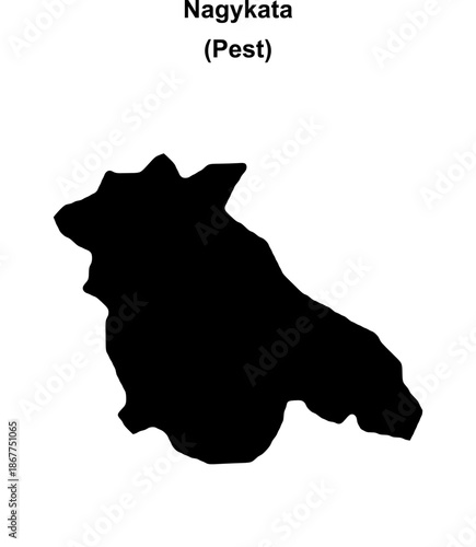 Nagykata district blank outline map