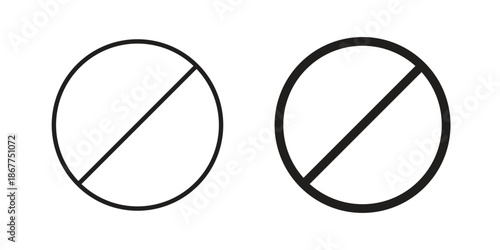 Forbidden icons in line art and flat black clipart design style