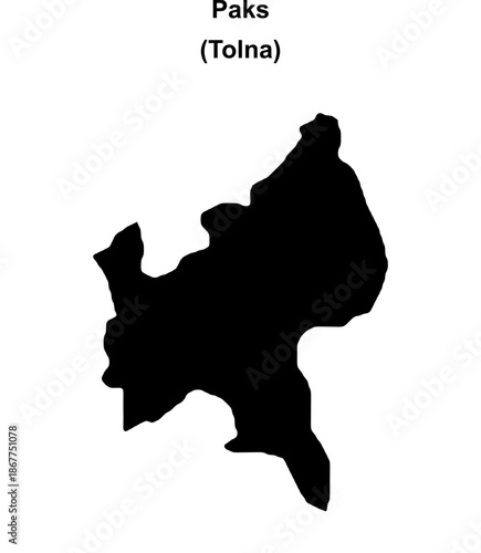 Paks district blank outline map